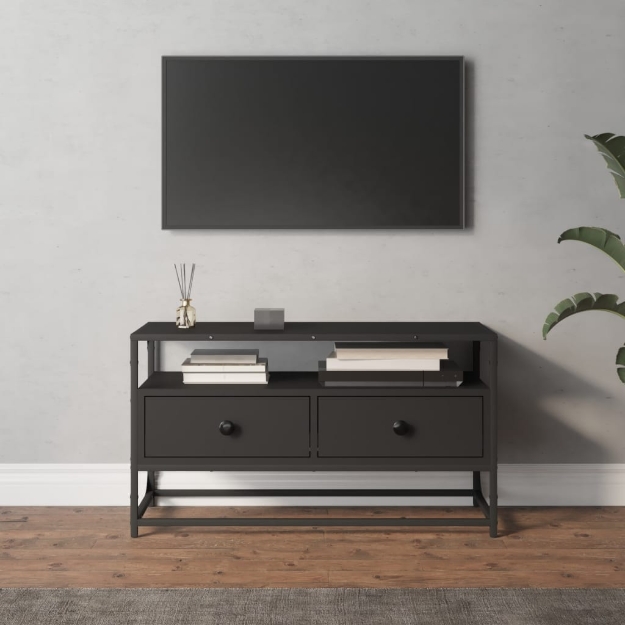 Mobile Porta TV Nero 80x35x45 cm in Legno Multistrato