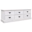 Mobile TV Bianco Anticato 108x30x40 cm Legno Massello Paulownia