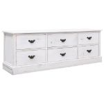 Mobile TV Bianco Anticato 108x30x40 cm Legno Massello Paulownia