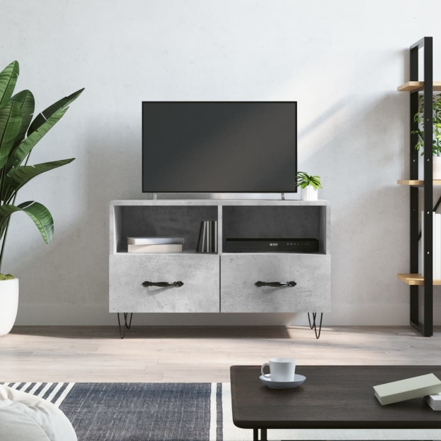 Mobile per TV Grigio Cemento 80x36x50 cm Legno Multistrato