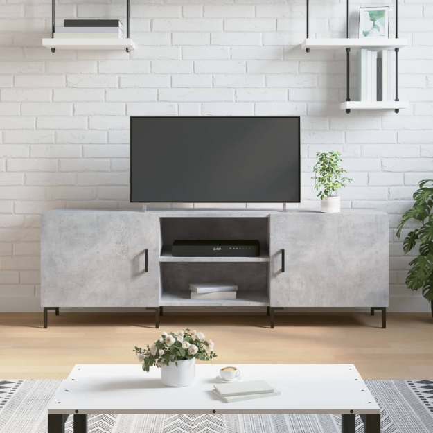 Mobile Porta TV Grigio Cemento 150x30x50cm in Legno Multistrato