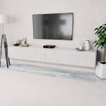 Mobili TV 2 pz in Legno Multistrato 120x40x34 cm Bianco Lucido