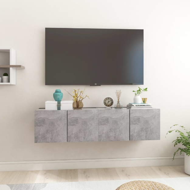 Mobili Porta TV Pensili 2pz Grigio Cemento 60x30x30 cm