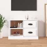 Mobile Porta TV Bianco Lucido 73x35,5x47,5 cm Legno Multistrato