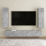 Set Porta TV 4 pz Grigio Cemento in Truciolato