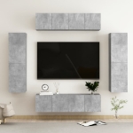 Set Mobile Porta TV 6 pz Grigio Cemento in Truciolato