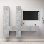 Mobile Porta TV a Parete Grigio Cemento in Legno Multistrato
