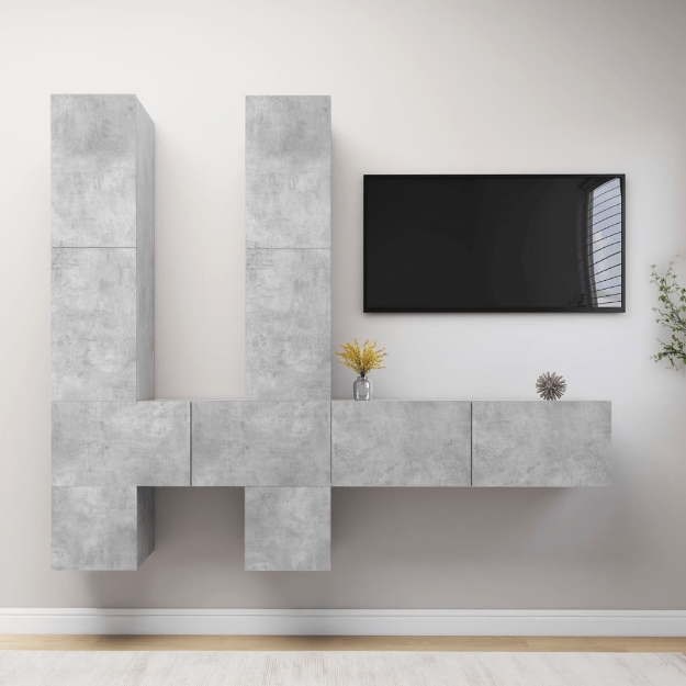 Mobile Porta TV a Parete Grigio Cemento in Legno Multistrato