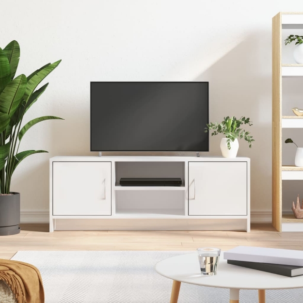 Mobile Porta TV Bianco Lucido 102x30x37,5 cm Legno Multistrato