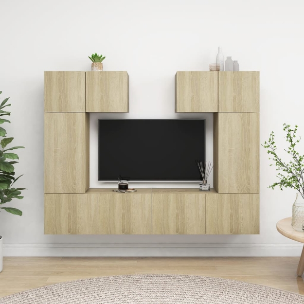 Set Mobili TV 6 pz Rovere Sonoma in Truciolato