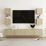 Set Porta TV 6 pz Rovere Sonoma in Truciolato