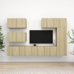 Set Porta TV 6 pz Rovere Sonoma in Truciolato