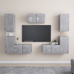 Set Porta TV 7 pz Grigio Cemento in Truciolato