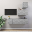 Set Porta TV 4 pz Grigio Cemento in Truciolato