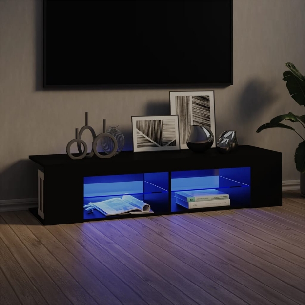 Mobile Porta TV con Luci LED Nero 135x39x30 cm