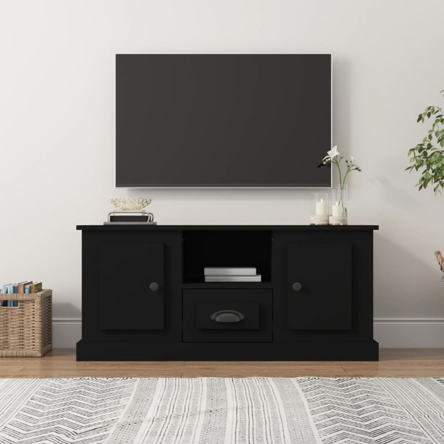 Mobile Porta TV Nero 100x35,5x45 cm in Legno Multistrato