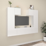Set di Mobili Porta TV 6 pz Bianco Lucido in Legno Multistrato