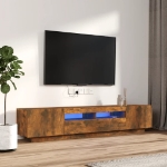 Set Mobili TV 2pz con Luci LED Rovere Fumo in Legno Multistrato
