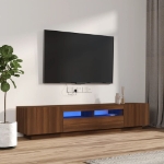 Set Mobili TV 2pz con Luci LED Rovere Marrone Legno Multistrato