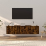 Set Mobili Porta TV 3 pz Rovere Fumo in Legno Multistrato