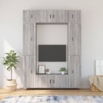 Set Mobili Porta TV 8pz Grigio Sonoma in Legno Multistrato