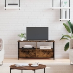 Mobile TV Rovere Fumo 90x33x45 cm in Legno Multistrato e Ferro