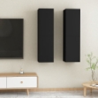 Mobili Porta TV 2pz Neri 30,5x30x110 cm in Legno Multistrato