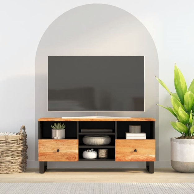 Mobile TV 100x33x46cm Legno Massello Acacia e Legno Multistrato