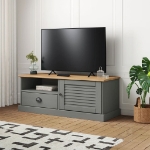 Mobile Porta TV VIGO Grigio 106x40x40 cm Legno Massello di Pino