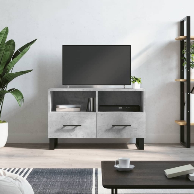 Mobile per TV Grigio Cemento 80x36x50 cm Legno Multistrato