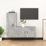 Set di Mobili Porta TV 2 pz Grigio Cemento in Legno Multistrato