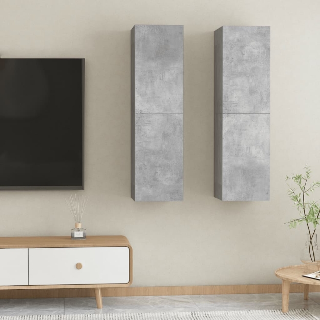 Mobili TV 2pz Grigio Cemento 30,5x30x110 cm Legno Multistrato