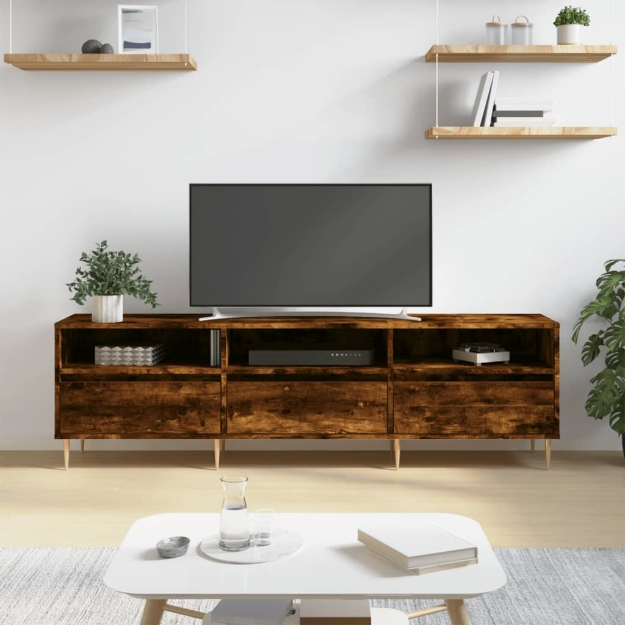 Mobile Porta TV Rovere Fumo 150x30x44,5 cm in Legno Multistrato