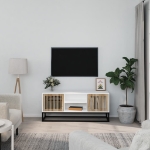 Mobile Porta TV Bianco 105x30x45cm in Legno Multistrato e Ferro