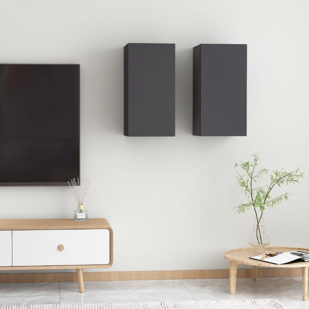 Mobili TV 2 pz Grigi 30,5x30x60 cm in Legno Multistrato