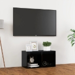 Mobile Porta TV Nero Lucido 72x35x36,5cm in Legno Multistrato