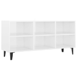 Mobile TV con Gambe in Metallo Bianco Lucido 103,5x30x50 cm