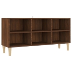 Mobile TV Gambe in Legno Massello Rovere Marrone 103,5x30x50cm