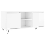 Mobile Porta TV Bianco Lucido 104x35x50 cm in Legno Multistrato