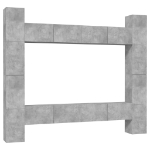 Set Mobili Porta TV 8pz Grigio Cemento in Legno Multistrato