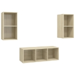 Set Porta TV 3 pz Rovere Sonoma in Truciolato