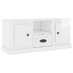 Mobile Porta TV Bianco Lucido 100x35,5x45 cm Legno Multistrato