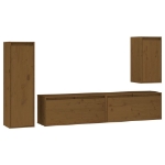 Mobili Porta TV 4 pz Miele in Legno Massello di Pino