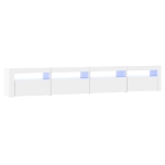 Mobile Porta TV con Luci LED Bianco Lucido 240x35x40 cm