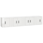 Set di Mobili Porta TV 4 pz Bianco Lucido in Legno Multistrato