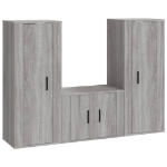 Set Mobili Porta TV 3 pz Grigio Sonoma in Legno Multistrato