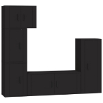 Set di Mobili Porta TV 5 pz Nero in Legno Multistrato