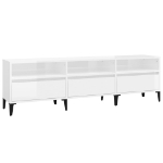 Mobile Porta TV Bianco Lucido 150x30x44,5 cm Legno Multistrato