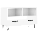 Mobile Porta TV Bianco Lucido 80x36x50 cm in Legno Multistrato
