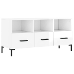 Mobile Porta TV Bianco Lucido 102x36x50 cm in Legno Multistrato